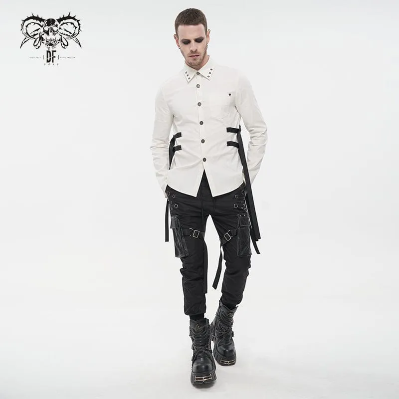 Men's Punk Big-pocket Strap Belt Jogger Pants