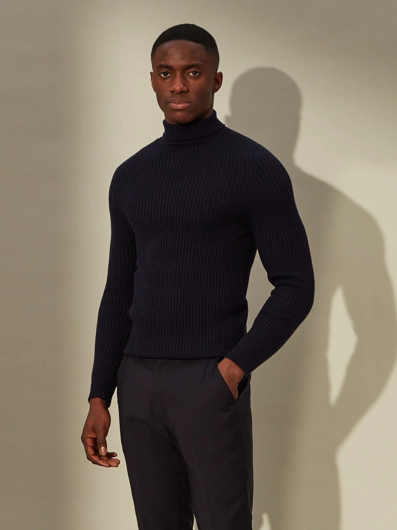 Merino Roll Neck - Nordic Blue