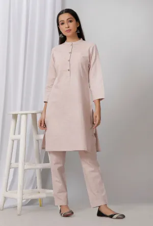 Pastel Purple Cotton Short Khadi Kurta
