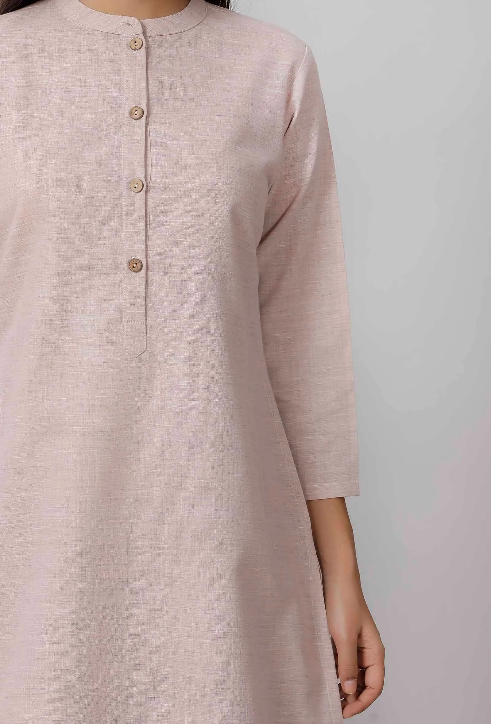 Pastel Purple Cotton Short Khadi Kurta