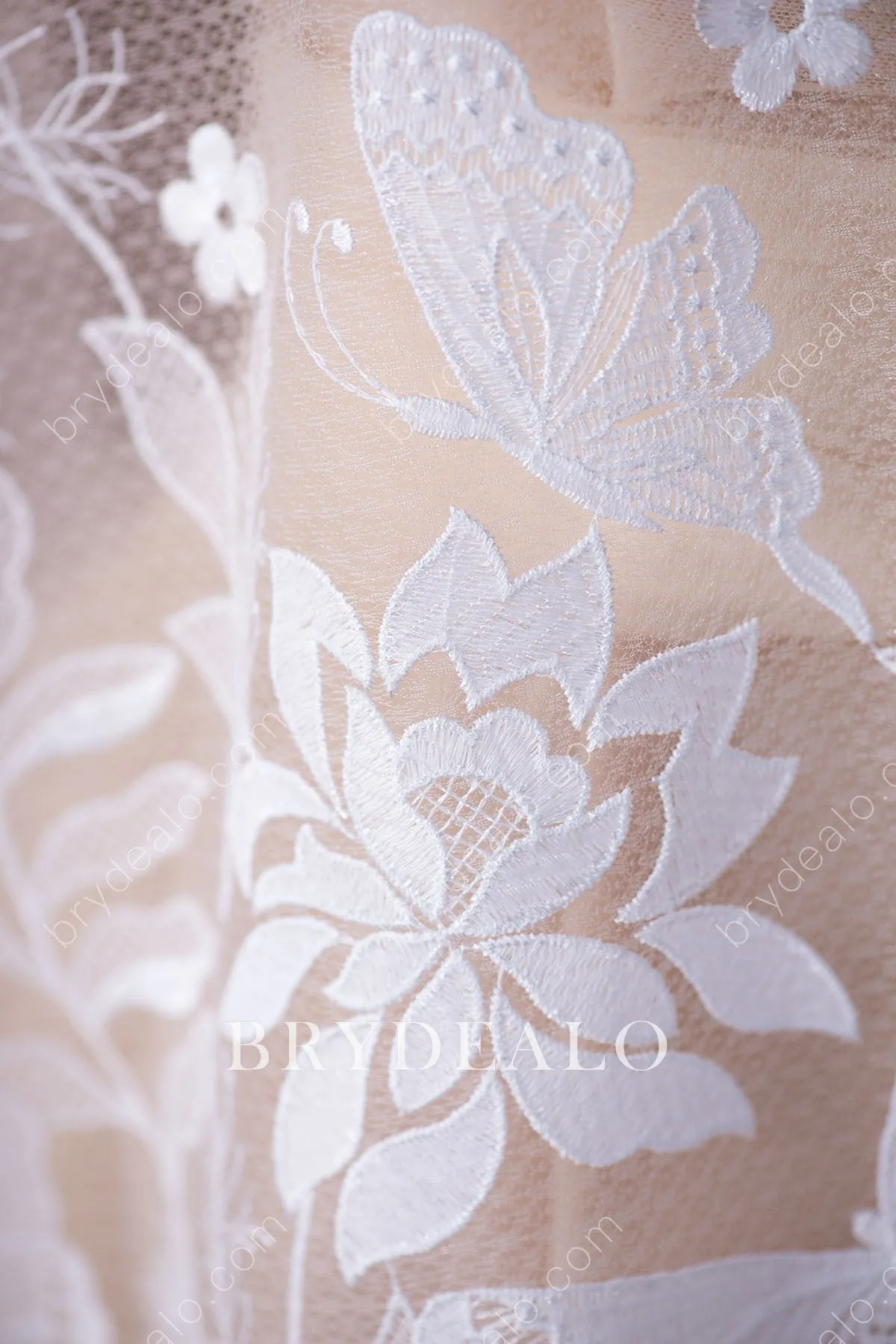 Romantic Flower Butterfly Designer Lace Fabric