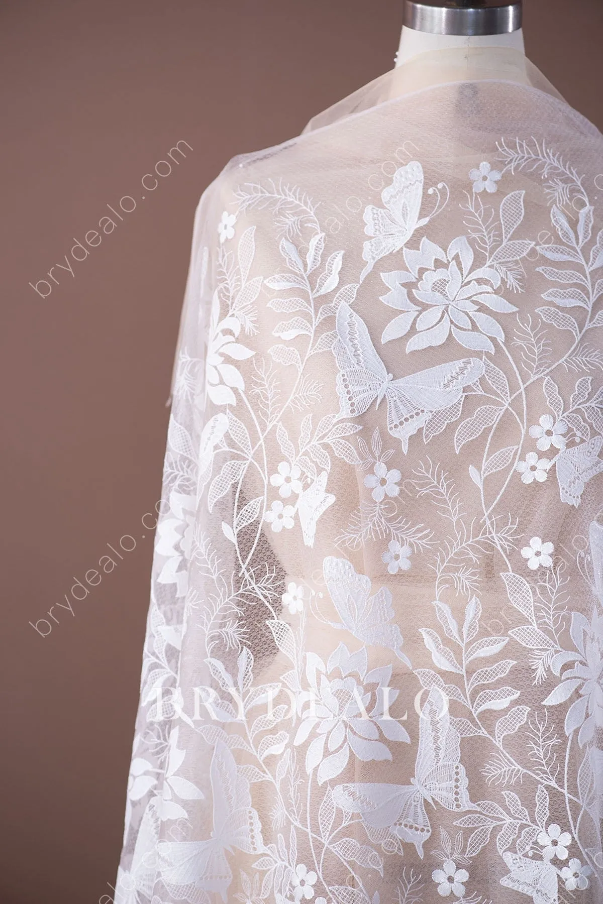 Romantic Flower Butterfly Designer Lace Fabric