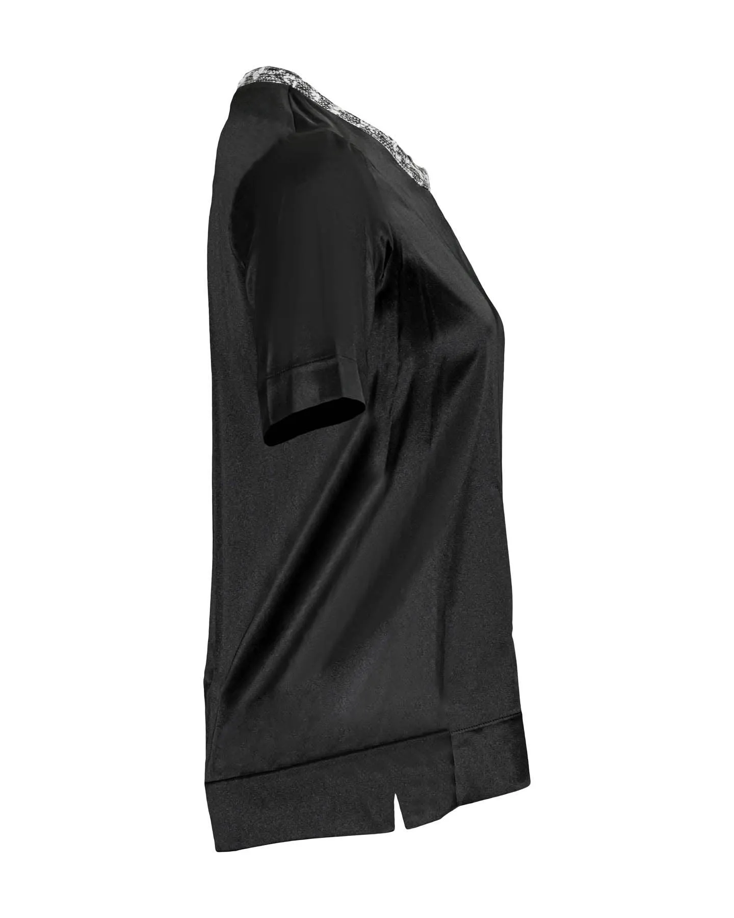 Silk Black Top Tweed Trim