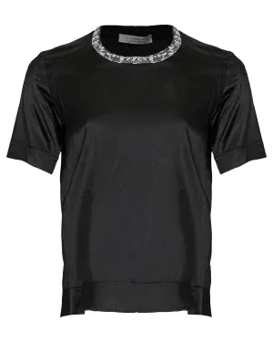 Silk Black Top Tweed Trim