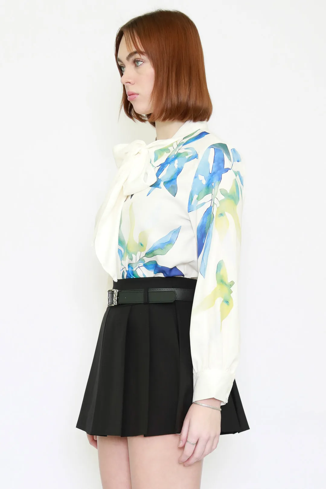 Silk Prints White Tie Blouse
