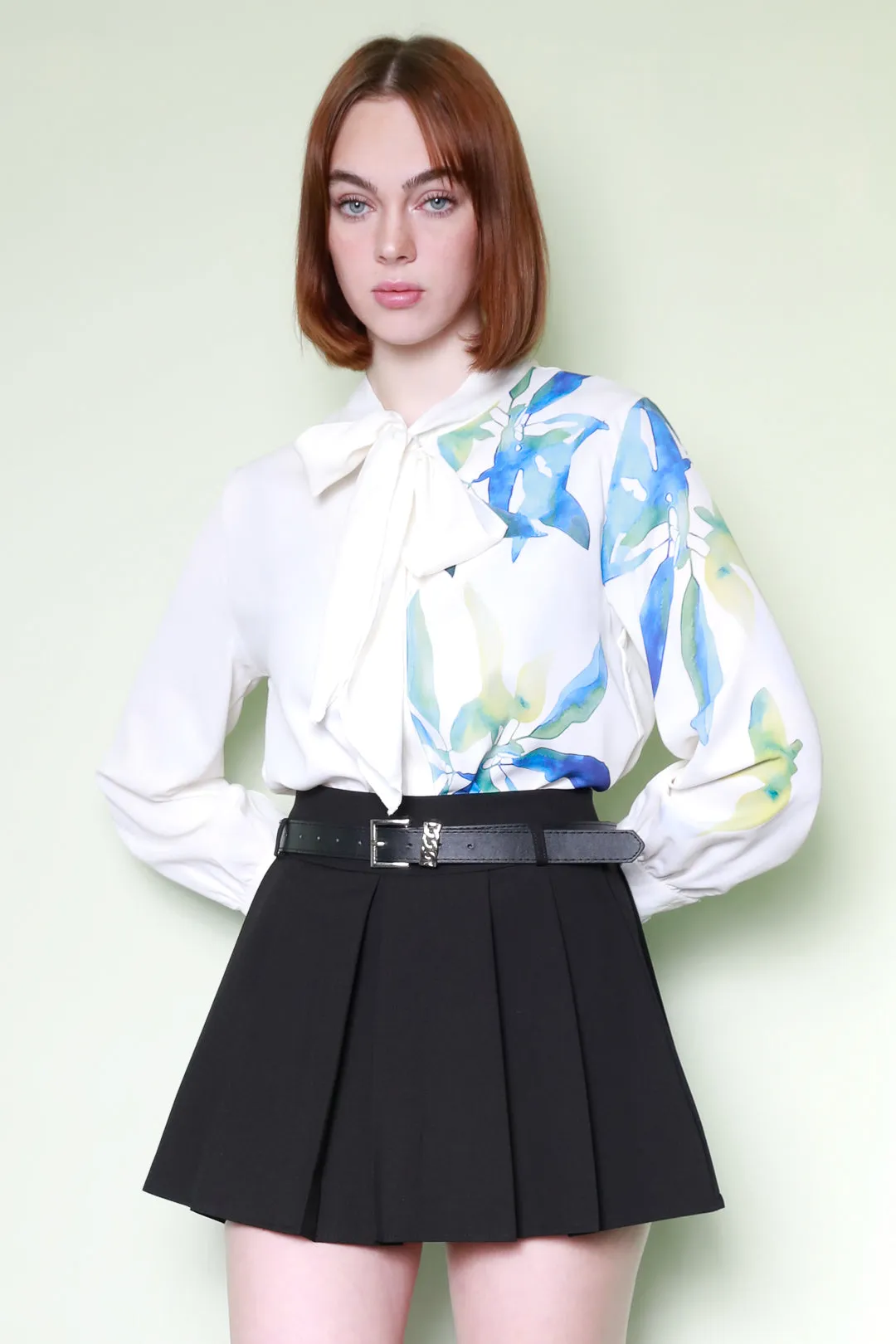 Silk Prints White Tie Blouse