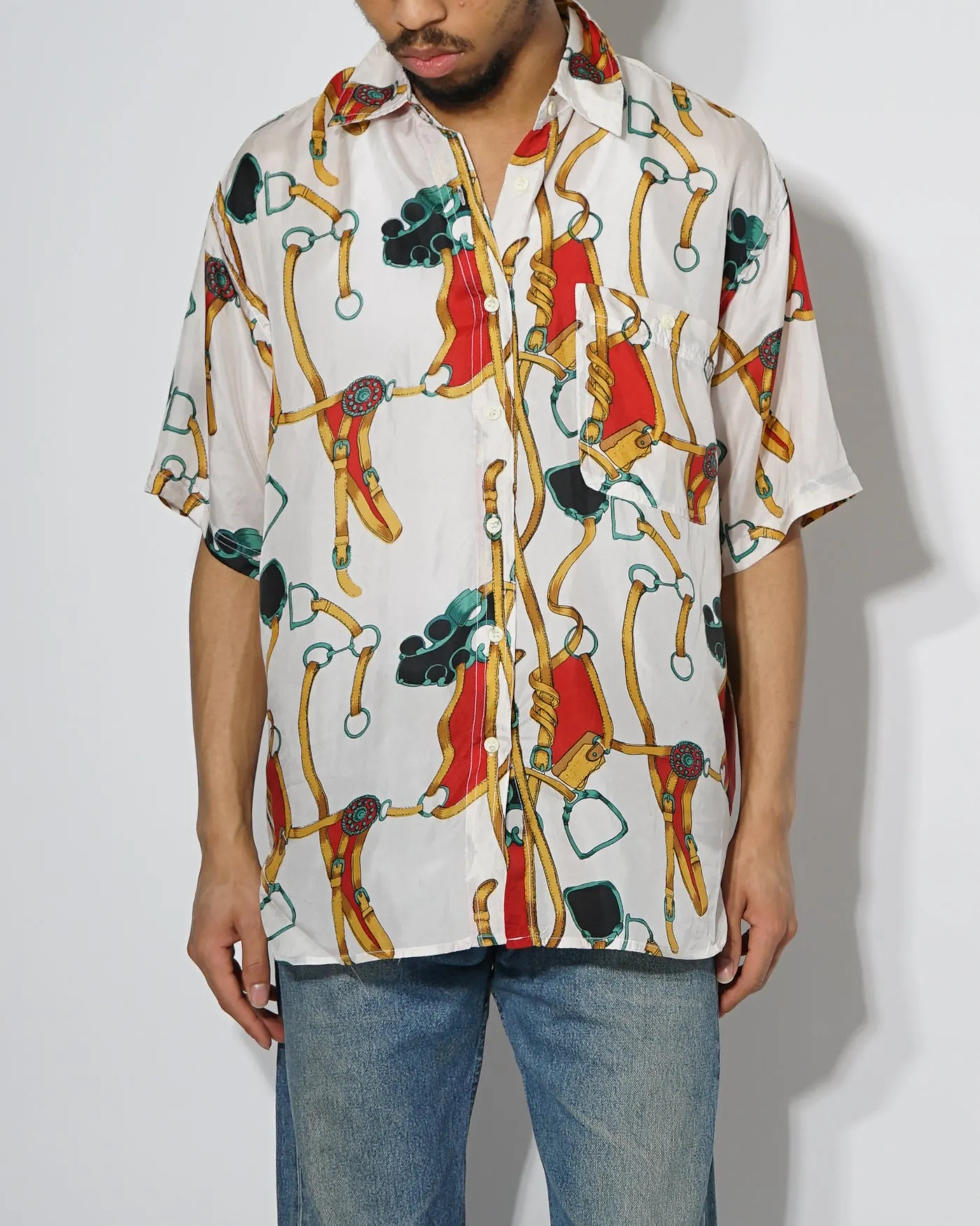 Silk Shirts Short Sleeve Patterned / M