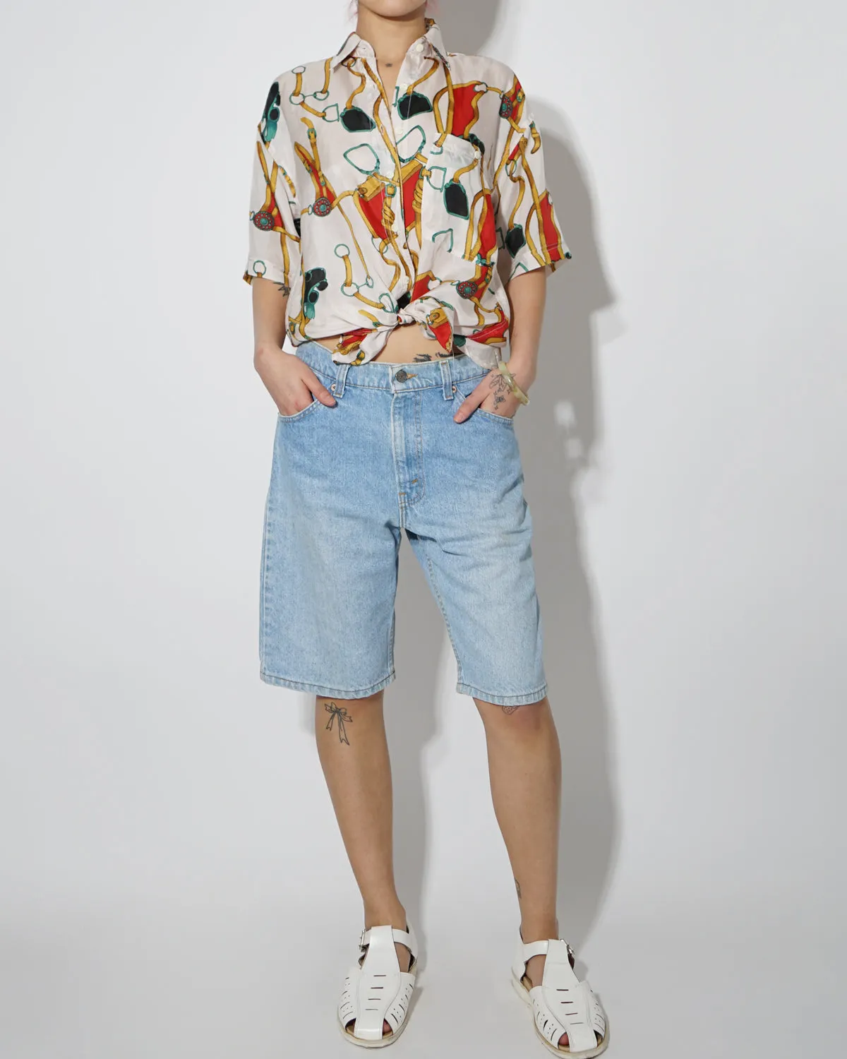 Silk Shirts Short Sleeve Patterned / M