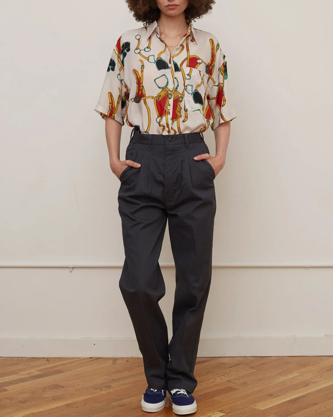 Silk Shirts Short Sleeve Patterned / M