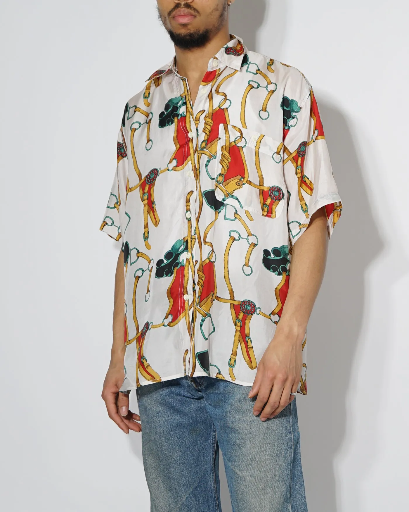 Silk Shirts Short Sleeve Patterned / M