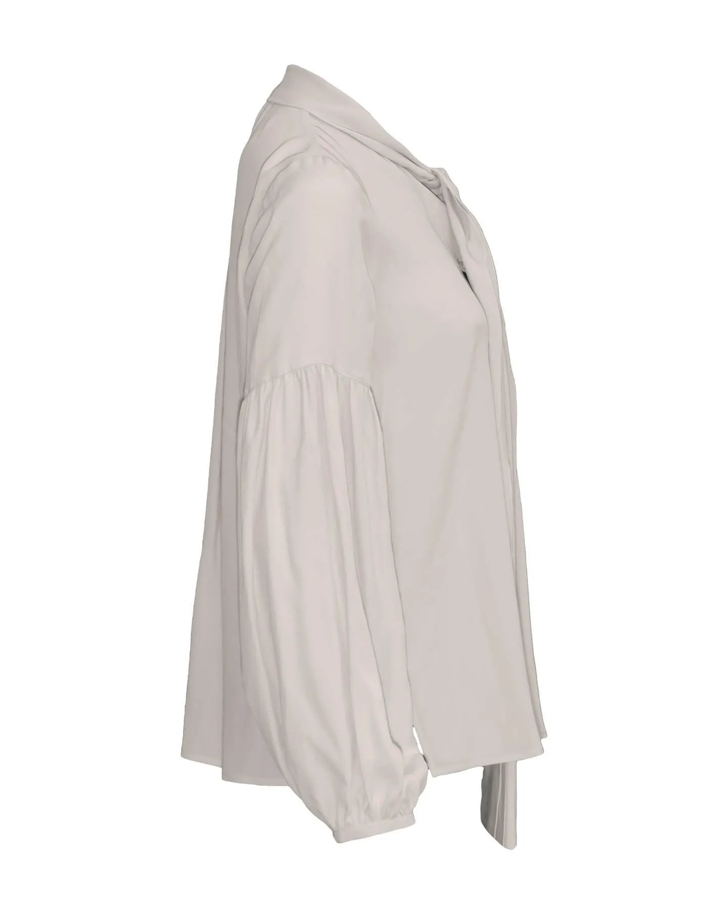 Tie Neck Silk Blouse Ivory