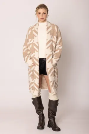 WCC420030 Houndstooth Long Cardigan